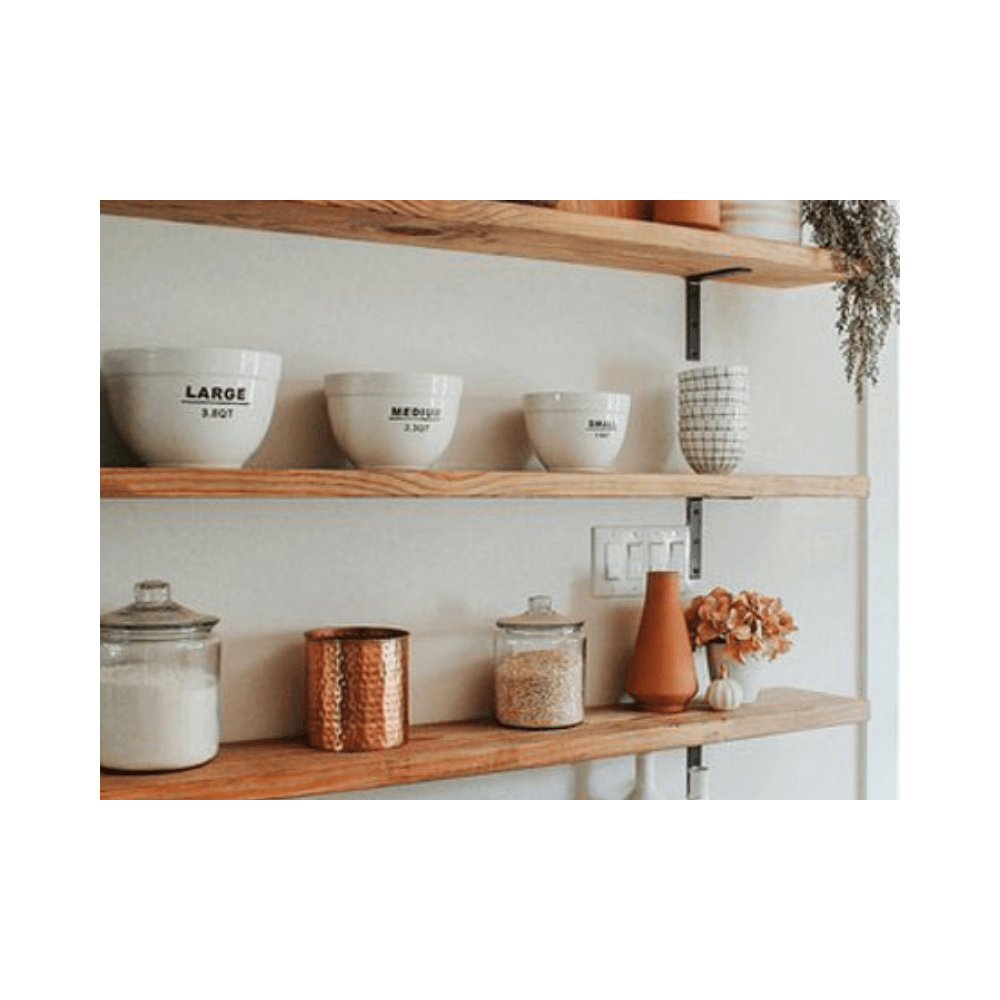 wooden shelving